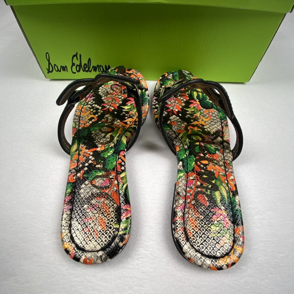 Sam Edelman Bay Tropical Floral Snakeskin Print Slide Sandals Womens Size 6.5 - Picture 2 of 7